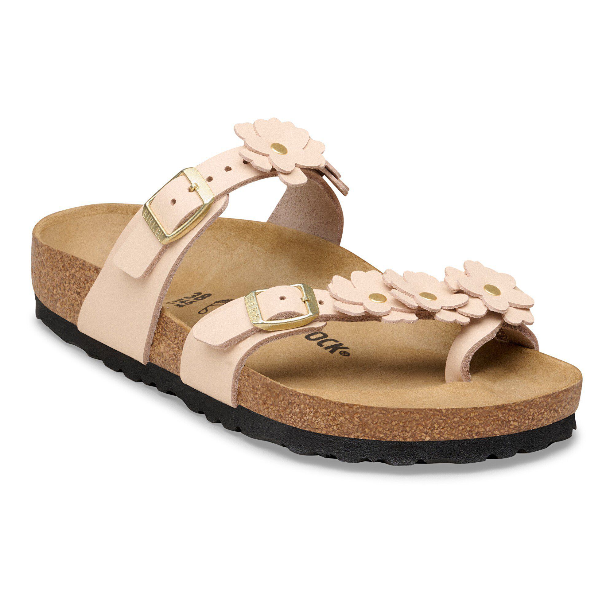 Sandale Mayari à embellissement floral en cuir naturel