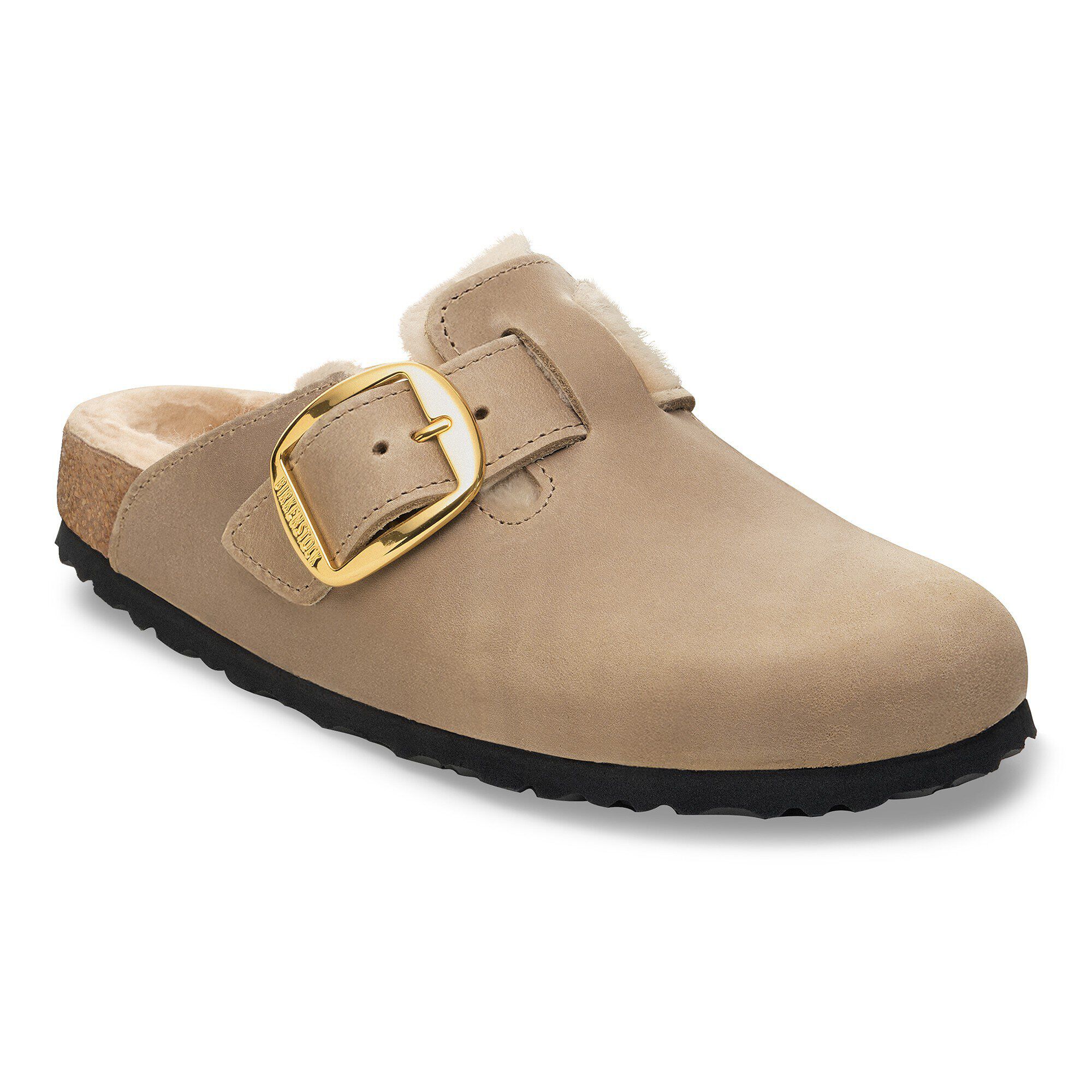 Boston Big Buckle Shearling Cuir Naturel Huilé
