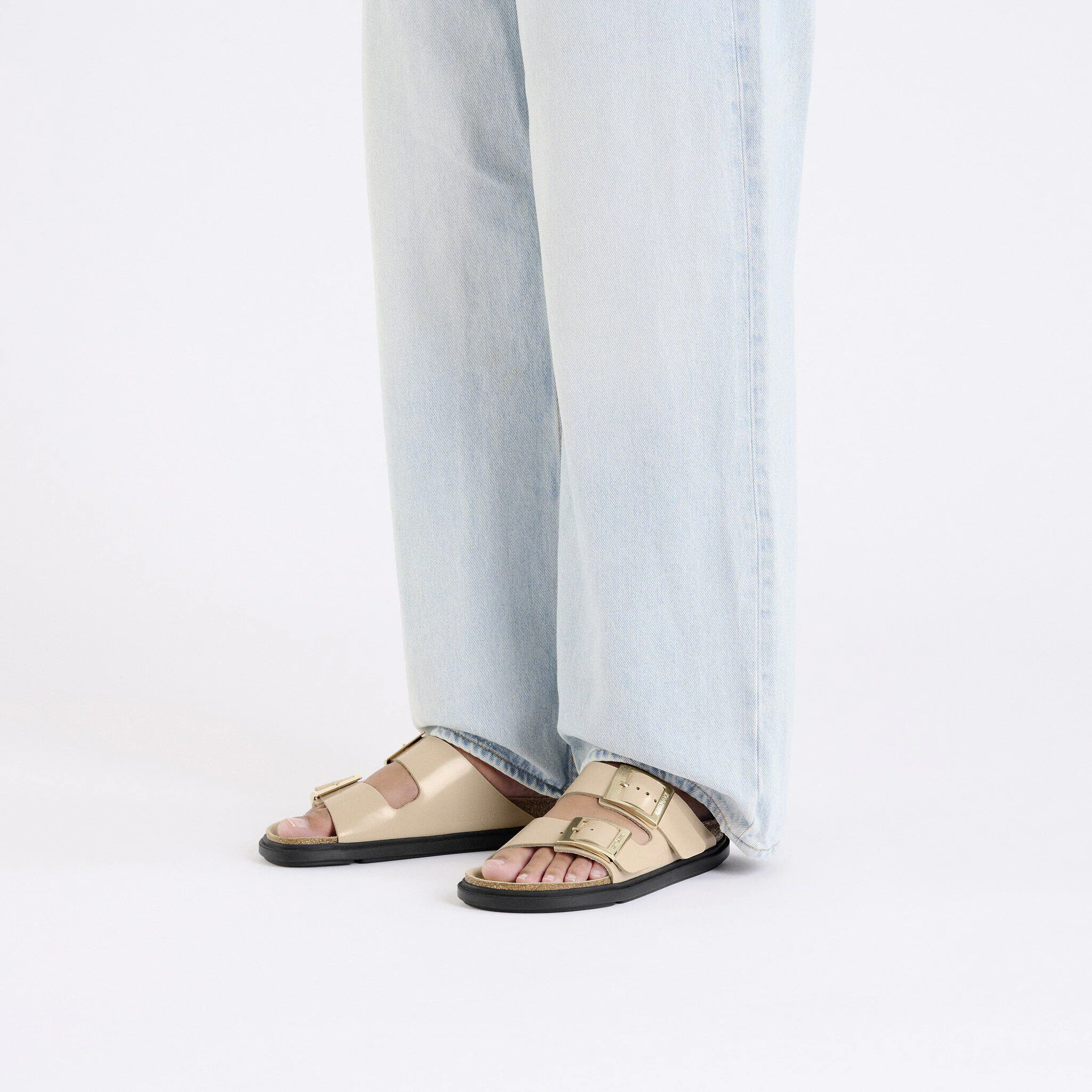 Birkenstock Arizona Boucle Goutte Cuir Naturel Brillant