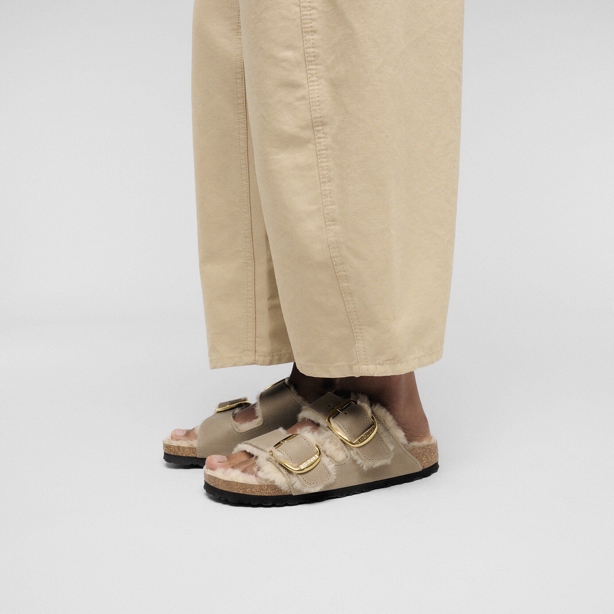 Arizona Big Buckle Shearling Cuir Naturel Huilé