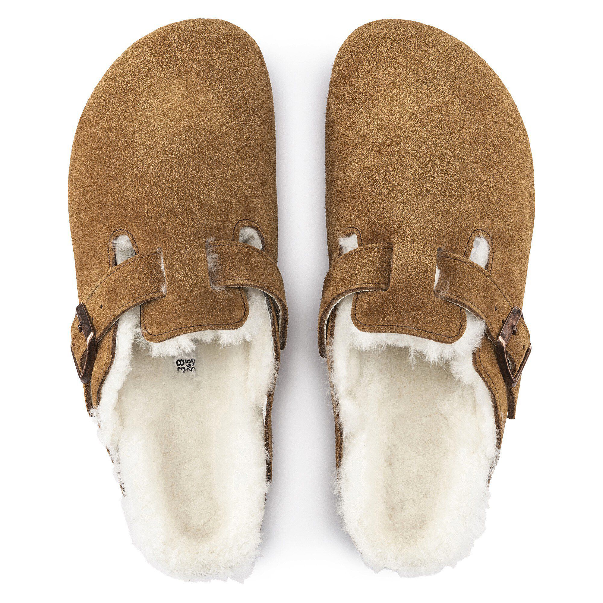 Mocassin Boston en cuir velours avec fourrure d'agneau