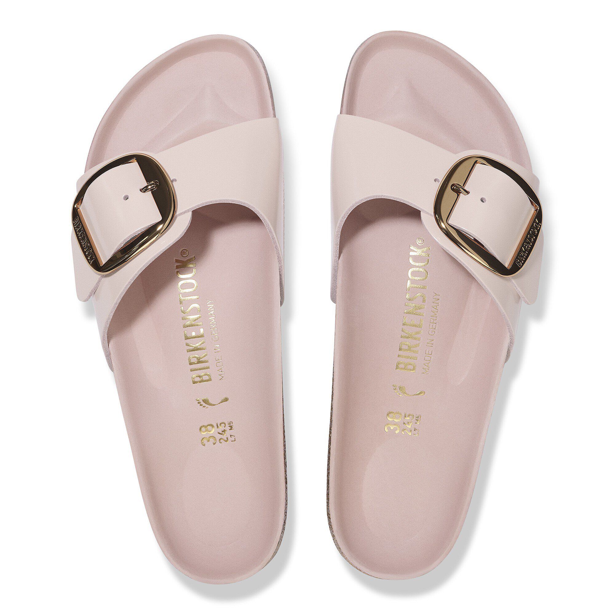 Birkenstock Madrid Grande Boucle Cuir Naturel Brillant