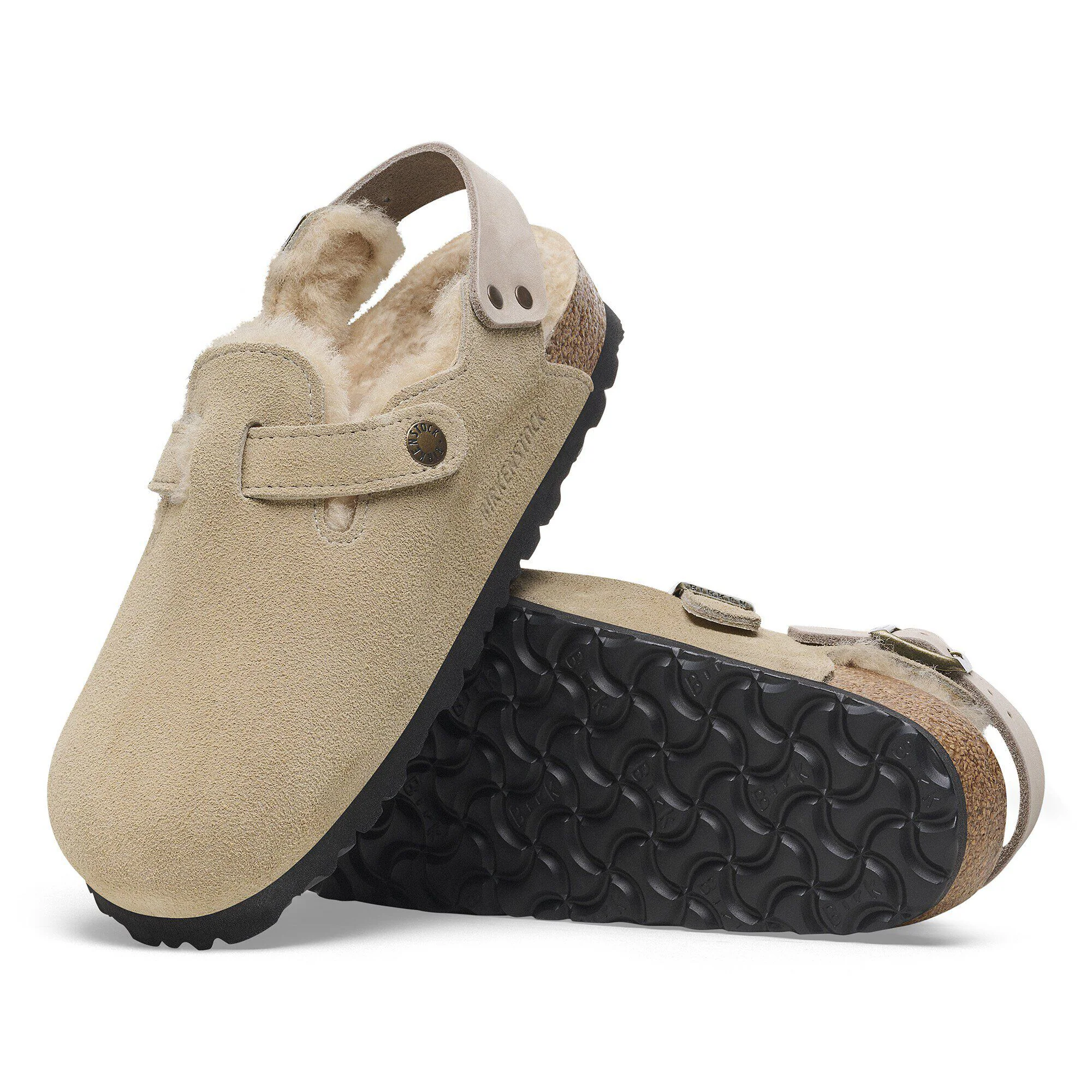 Chausson Tokio en cuir de daim et peau de mouton