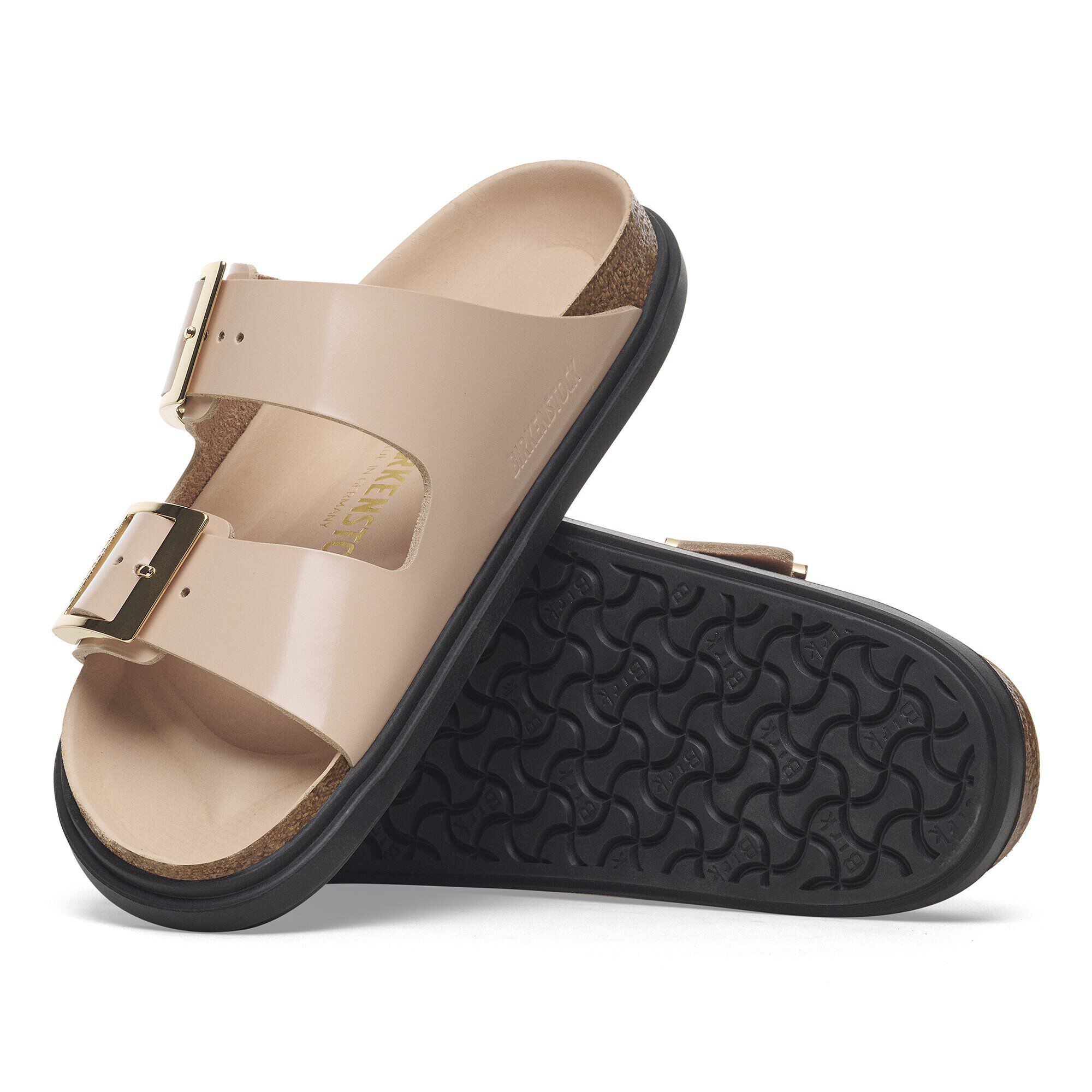 Birkenstock Arizona Boucle Goutte Cuir Naturel Brillant