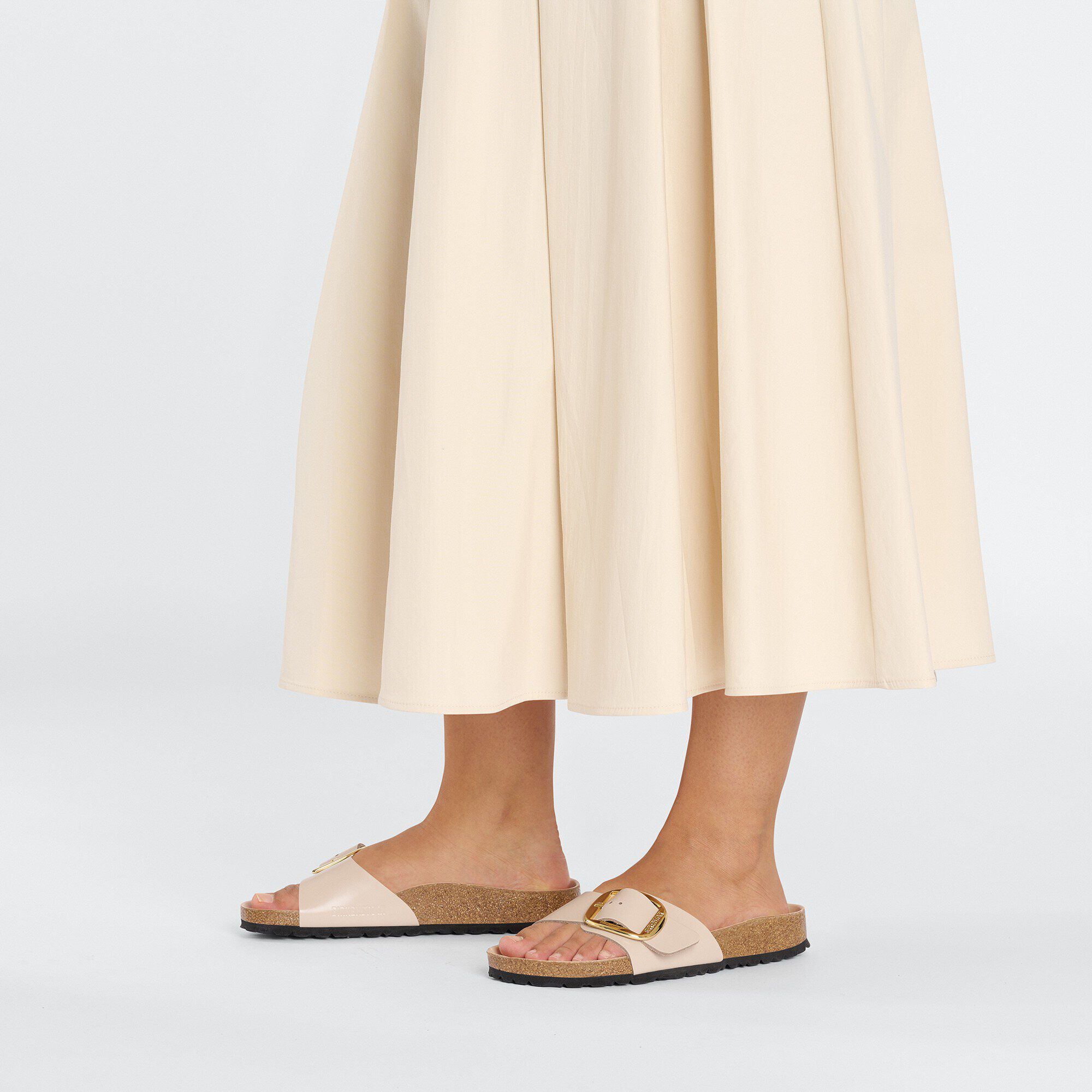 Birkenstock Madrid Grande Boucle Cuir Naturel Verni